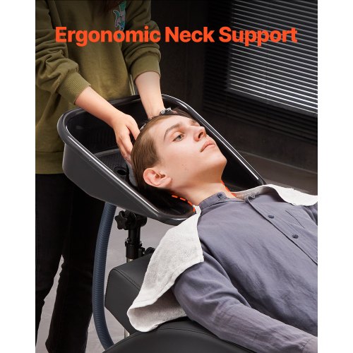 Bärbar Schamposkål, Schampovask med Justerbar Höjd och Vinkel, Salong Hårtvättsvask med Avloppsslang och Stjärnformad Stödbas för Barbershop Beauty Spa Center Hemmabruk |  EU