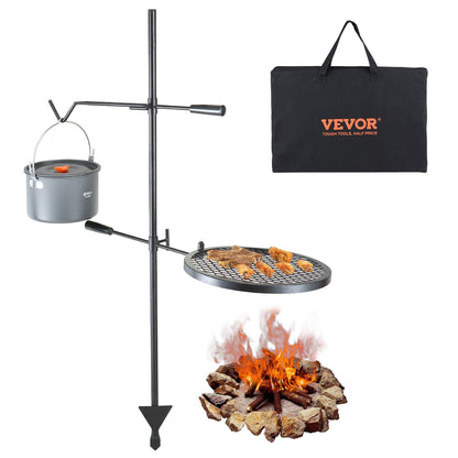 Swivel Campfire Grill Heavy Duty Steel Open Fire Matlagningsgaller Justerbar