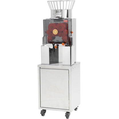 Commercial Orange Juicer, 120W Automatic Feeding Juice Extractor with Water Tap, Stainless Steel Juicer Machine 25 Oranges/Minute, with Pull-Out Filter Box, PC Cover, 3 Peel Collecting Buckets