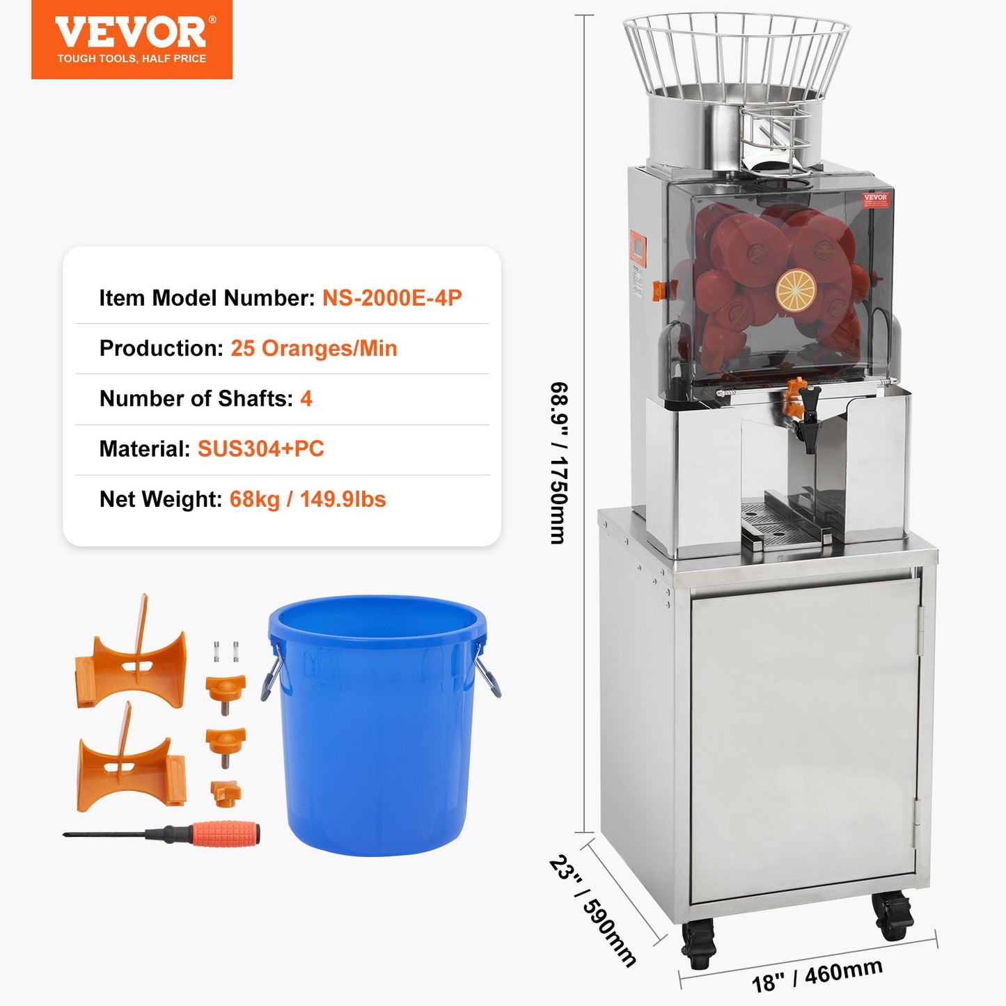 Commercial Orange Juicer Machine 120W Automatisk Juice Squeezer Extractor