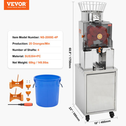 Commercial Orange Juicer Machine 120W Automatisk Juice Squeezer Extractor