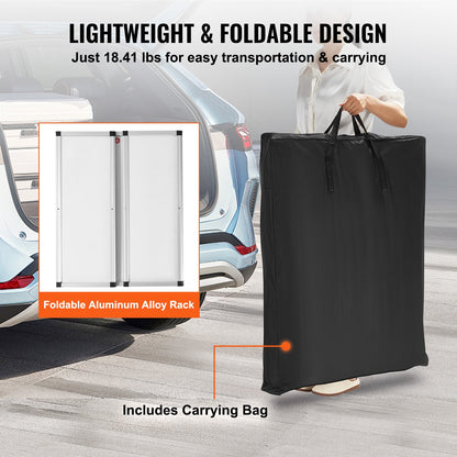 Promotion Counter Table, Portable Tradeshow Podium Table, 30.91" x 14.96" x 71.46", Display Exhibition Counter Stand Booth Fair with Wall, Pop Up Podium with Storage Rack/Carrying Bag