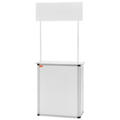 Tragbarer Messe-Podiumtisch, 30,91" x 14,96" x 71,46", Ausstellungstisch, Messestand mit Wand, faltbarer Werbe-Einzelhandels-Stehtisch, Pop-Up-Podium mit Aufbewahrungsständer/Tragetasche