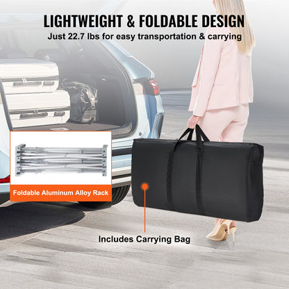 Portable Tradeshow Podium Table, 51.18" x 18.31" x 37.4", Display Exhibition Counter Stand Booth Fair with Wall, Foldable Promotion Retail Bar Table Pop Up Podium with Storage Rack, Carrying Bag