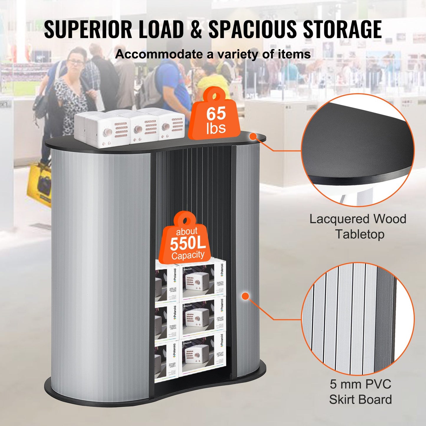 Tragbarer Messe-Podiumtisch, 35,43" x 19,29" x 37,01", Ausstellungsstand für Messen mit Wand, faltbarer Werbe-Bartisch, Pop-Up-Podium-Theke mit Tragetasche