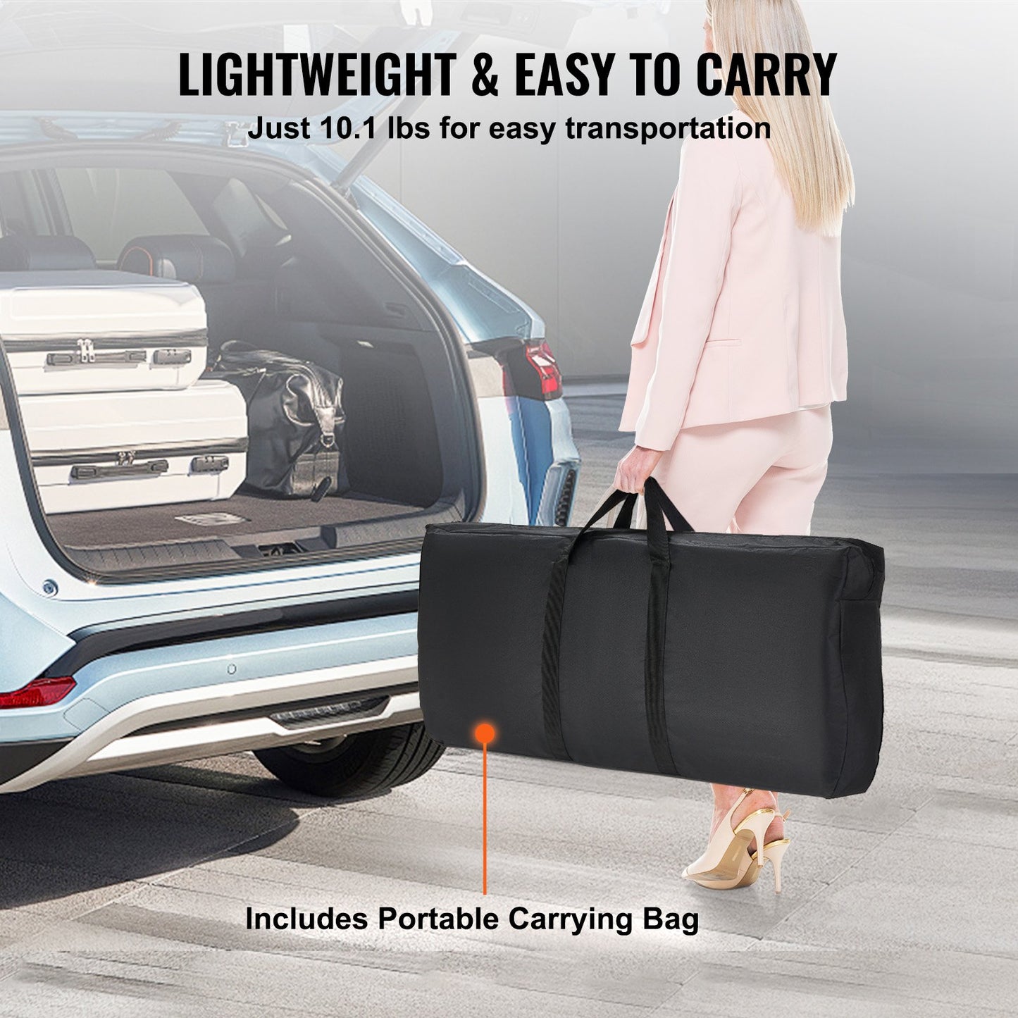 Folding Portable Bar Table, Tradeshow Podium Table for Indoor, Outdoor, Party, Picnic, Exhibition, Includes Carrying Case, Storage Shelf and Black Skirt, 38.39" x 15.16" x 34.25"