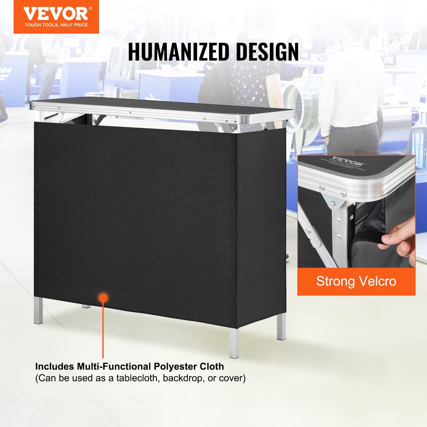 Tragbarer Messe-Podiumtisch, 38,39" x 15,16" x 34,25", Ausstellungstisch, Messestand mit Wand, faltbarer Werbetisch für den Einzelhandel, Stehtisch-Podium mit Aufbewahrungsständer und Tragetasche