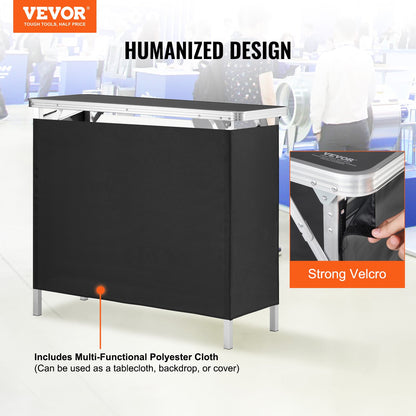 Tragbarer Messe-Podiumtisch, 38,39" x 15,16" x 34,25", Ausstellungstisch, Messestand mit Wand, faltbarer Werbetisch für den Einzelhandel, Stehtisch-Podium mit Aufbewahrungsständer und Tragetasche