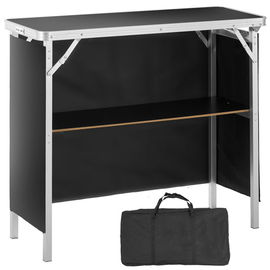 Portable Tradeshow Podium Table, 38.39" x 15.16" x 34.25", Display Exhibition Bench Stand Trade Show with Wall, Foldable Promotion Retail Bar Table Podium with Storage Stand and Carrying Bag