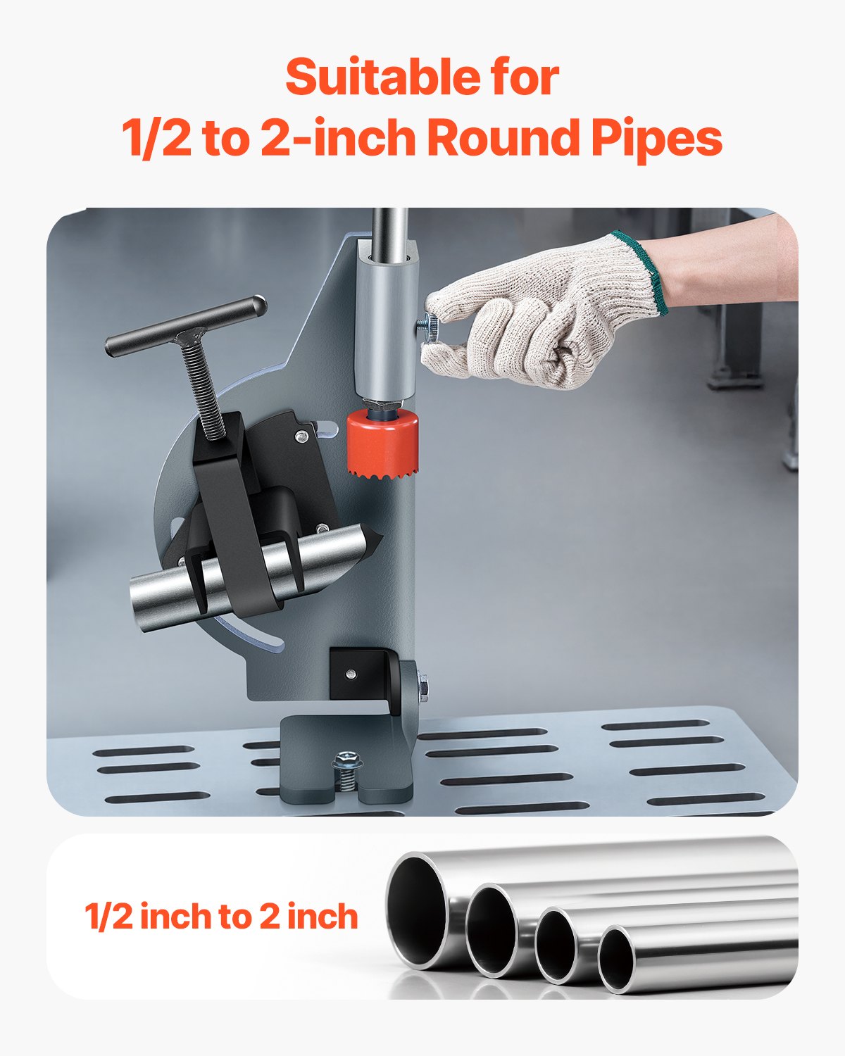 Pipe Notcher, Tubing Notcher for 1/2 to 2-inch Pipes, Pipe & Tube Notcher with 0 to 60° Adjustable Angle for Metal, PVC, Wood Pipes, Ideal for Repair Shops, Home Projects, Metalworking