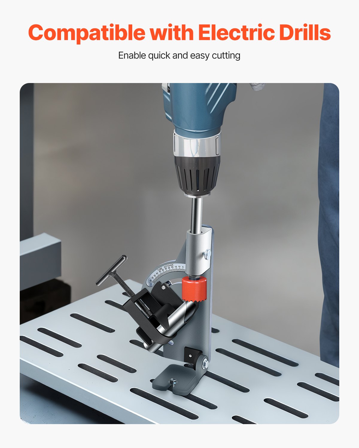 Pipe Notcher, Tubing Notcher for 1/2 to 2-inch Pipes, Pipe & Tube Notcher with 0 to 60° Adjustable Angle for Metal, PVC, Wood Pipes, Ideal for Repair Shops, Home Projects, Metalworking