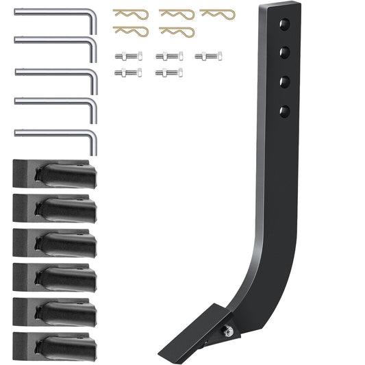 Box Blade Shank, 18" Scraper Shank, 4 Hole Box Scraper Shank, Ripper Shank with Removable Tapered Teeth and Pins, Adjustable Shank for Replacement, Digging, Plowing, 5 pcs.