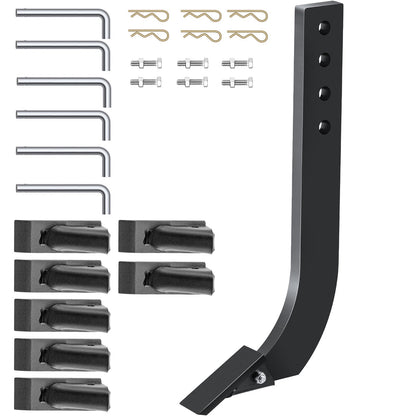 Box Blade Shank, 18" Scarifier Shank, 4 Hole Box Scraper Shank, Ripper Shank with Removable Tapered Teeth and Pins, Adjustable Shank for Replacement, Digging, Plowing, 6 Pcs.