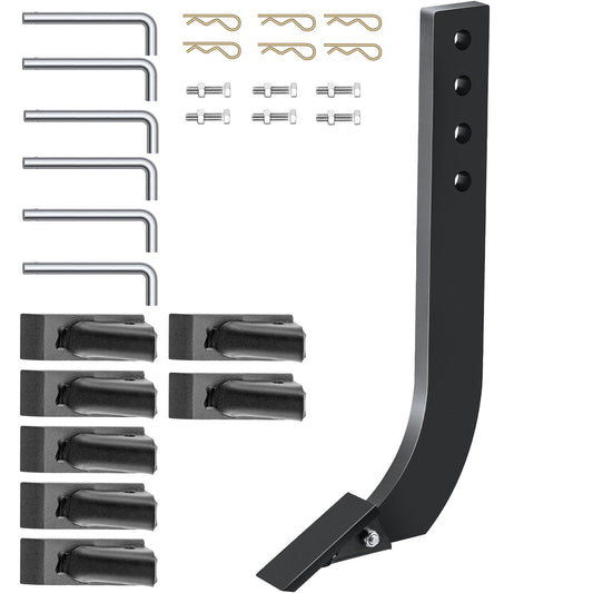 Box Blade Shank, 18" Scarifier Shank, 4 Hole Box Scraper Shank, Ripper Shank with Removable Tapered Teeth and Pins, Adjustable Shank for Replacement, Digging, Plowing, 6 Pcs.