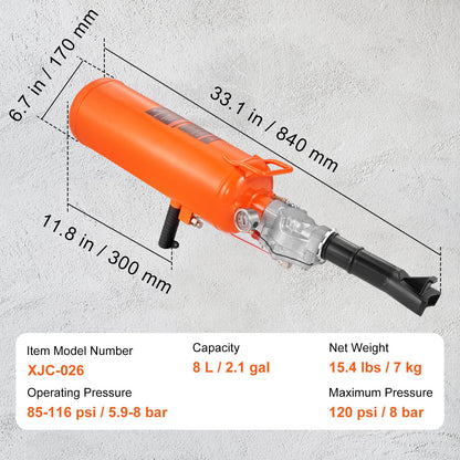 Tire Bead Setter, 8L Capacity, 120 PSI Air Bead Blaster, Handheld & Portable Inflation Device, 85-116 PSI for Trucks, Tractors, ATVs & Cars