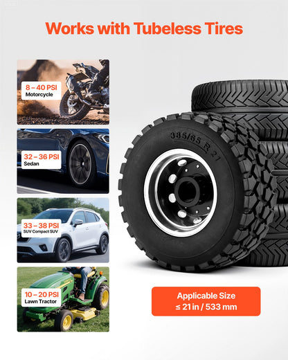 Portable Tire Bead Seater, 2.1 Gal / 8 L Air Bead Blaster, Handheld Tire Inflator Tool, 87-116 PSI Operating Pressure, Trigger Seating Inflator for Car, Compact SUV, Light Truck, E-Bike, RV, ATV