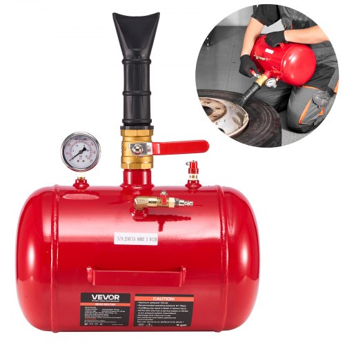 Air Tire Bead Seater, 5 Gal / 18.9 L, Heavy Duty Tire Bead Blaster Tool, 87-116 PSI Operating Pressure, Air Trigger Seating Inflator for Pickup, Truck, ATV, Jeep, Van, Lawn Tractor, RV, Red