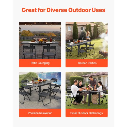 Utbyggbart matbord för utomhusbruk, 80-160 cm rektangulära bistrobord för 4-6 personer, aluminiumram, metallstål, stora vädertåliga möbler för gräsmatta, veranda, mörkgrå |  EU