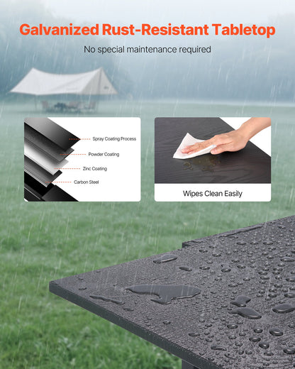 Expandable Outdoor Patio Dining Table, 32–63 inch Rectangular Backyard Bistro Tables for 4-6, Aluminum Frame Metal Steel Slat , All-Weather Large Furniture for Lawn Garden Porch, Dark Gray