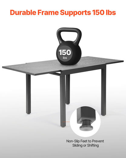 Expandable Outdoor Patio Dining Table, 32–63 inch Rectangular Backyard Bistro Tables for 4-6, Aluminum Frame Metal Steel Slat , All-Weather Large Furniture for Lawn Garden Porch, Dark Gray