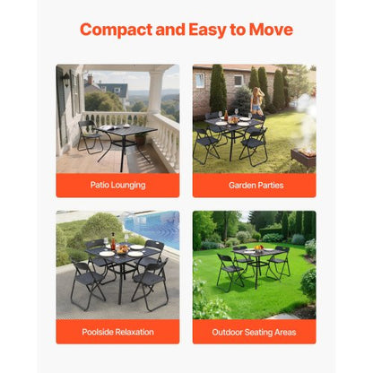 Matbord för utomhusbruk, 94 cm fyrkantiga bistrobord i metall och stål, med 38 mm paraplyhål, stora utomhusmöbler i alla väder för gräsmatta, veranda, svart |  EU