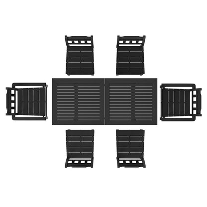 7 delar Uteplats matsalsset, Utomhus rektangulära möbler Bord och stolar Set, All Weather Trädgårdsmöbler bordsset, HIPS Patio Conversation Set, för gräsmatta, däck, bakgård, poolside, svart