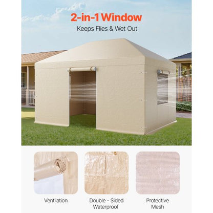Vinterpaviljongöverdrag passar 3,08 x 4,39 m paviljonger med hård tak, allväderspaviljongöverdrag med sidoväggar och fönster, högdensitets PE-material, slutna förvaringsskydd, paviljonger ingår ej |  EU