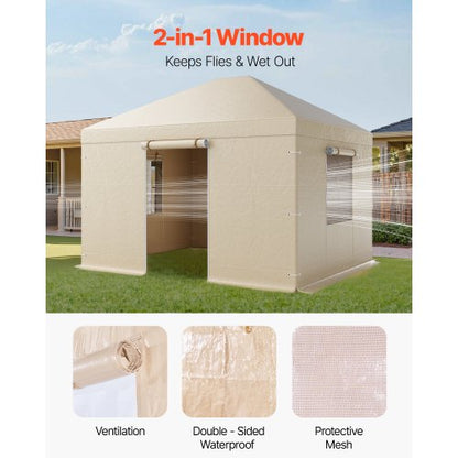Vinterpaviljongöverdrag passar 3,07 x 3,67 m paviljonger med hård tak, allväderspaviljongöverdrag med sidoväggar och fönster, högdensitets PE-material, slutna förvaringsskydd, paviljonger ingår ej |  EU