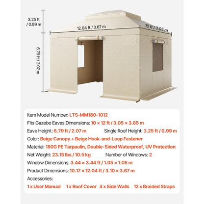 Vinterpaviljongöverdrag passar 3,05 x 3,65 m paviljonger med hård tak, allväderspaviljongöverdrag i dubbla nivåer med sidoväggar och fönster, högdensitets PE-slutet förvaringsskydd, paviljonger ingår ej |  EU