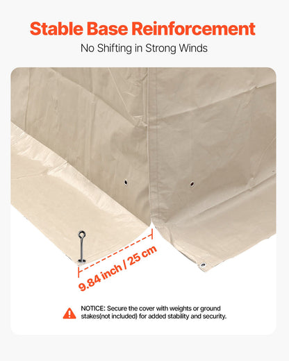 Winter Gazebo Cover Fits 10 x 10 ft Hardtop Gazebos, All-Weather Double-Tiered Gazebo Cover with Sidewalls & Mesh Windows, High-Density PE Enclosed Storage Shelter Covers, Gazebos not Included