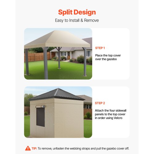 Vinterpaviljongöverdrag passar 3,66 x 6,10 m paviljonger med hård tak, allväderspaviljongöverdrag i dubbla nivåer med sidoväggar och nätfönster, högdensitets PE-slutet förvaringsskydd, paviljonger ingår ej |  EU