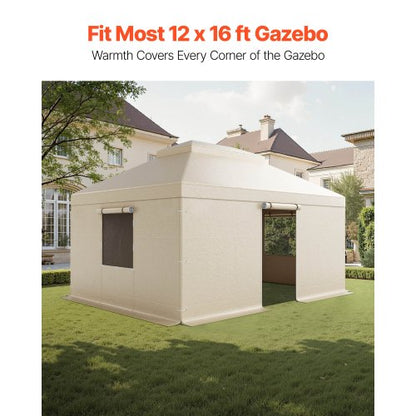 Vinterpaviljongöverdrag passar 3,66 x 4,87 m paviljonger med hård tak, allväderspaviljongöverdrag i dubbla nivåer med sidoväggar och fönster, högdensitets PE-slutet förvaringsskydd, paviljonger ingår ej |  EU