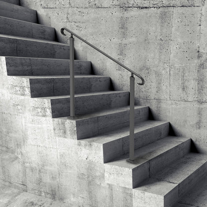 Handrails for Outdoor Steps, Fit 1-3 Steps Wrought Iron Handrail, Outdoor Stair Railing, Adjustable Front Porch Hand Rail, Black Transitional Hand railings for Concrete Steps or Wooden Stairs