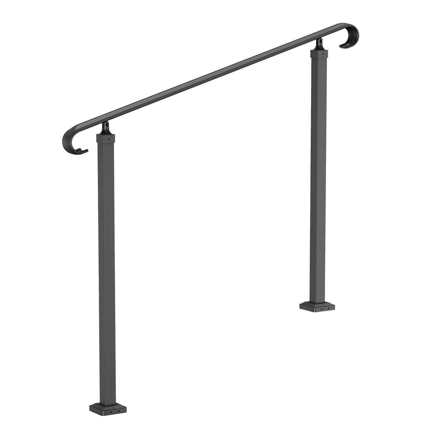 Handrails for Outdoor Steps, Fit 1-3 Steps Wrought Iron Handrail, Outdoor Stair Railing, Adjustable Front Porch Hand Rail, Black Transitional Hand railings for Concrete Steps or Wooden Stairs