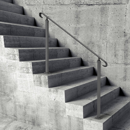 Handrails for Outdoor Steps, Fit 3-5 Steps Outdoor Stair Railing, Wrought Iron Handrail, Flexible Front Porch Hand Rail, Black Transitional Hand railings for Concrete Steps or Wooden Stairs