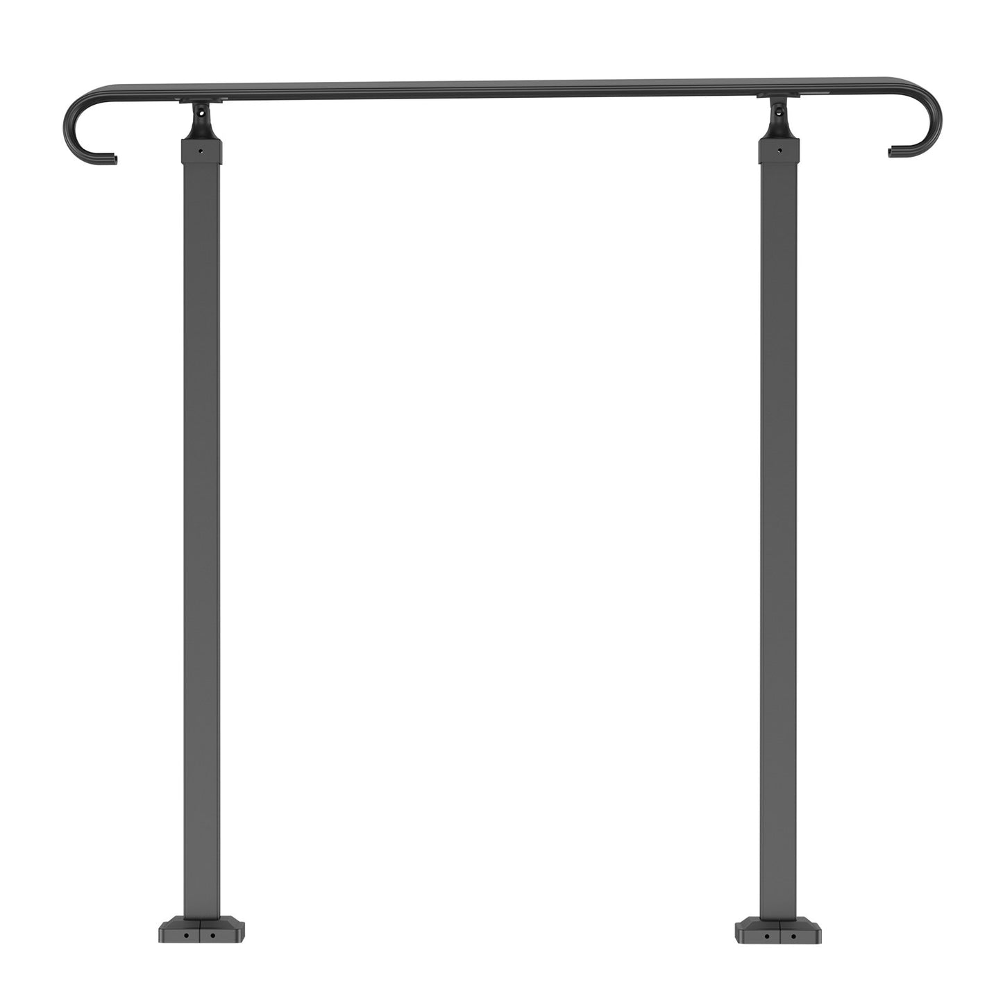 Schmiedeeisernes Geländer, passend für 1- oder 2-stufige Außentreppengeländer, verstellbarer Veranda-Handlauf, schwarzes Übergangsgeländer für Betontreppen oder Holztreppen mit Montagesatz