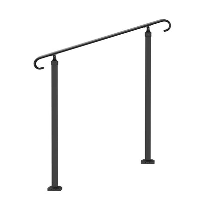 Schmiedeeisernes Geländer, passend für 1- oder 2-stufige Außentreppengeländer, verstellbarer Veranda-Handlauf, schwarzes Übergangsgeländer für Betontreppen oder Holztreppen mit Montagesatz
