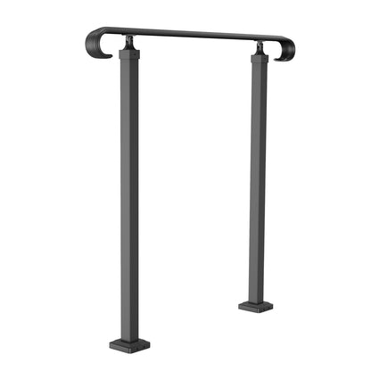 Schmiedeeisernes Geländer, passend für 1- oder 2-stufige Außentreppengeländer, verstellbarer Veranda-Handlauf, schwarzes Übergangsgeländer für Betontreppen oder Holztreppen mit Montagesatz