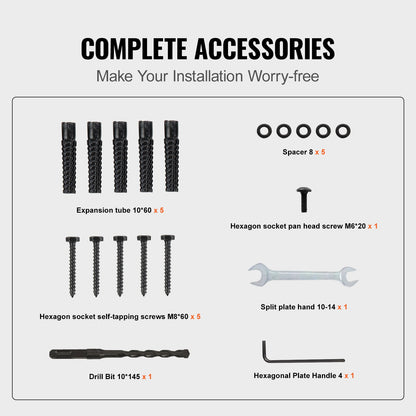 Handrails for Outdoor Steps 2-3 Step Railings Wrought Iron Handrail Stair Railings for Steps Black Iron Railings for Steps Wall and Floor Mounted with Installation Kit