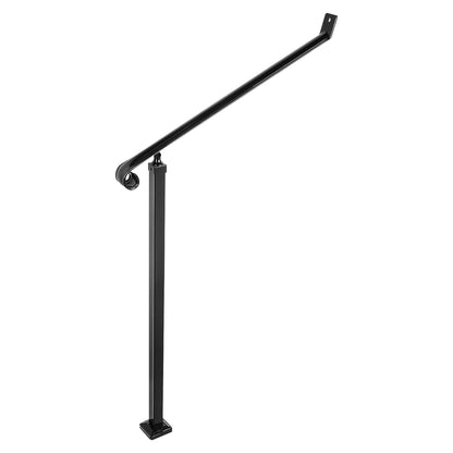Handrails for Outdoor Steps 2-3 Step Railings Wrought Iron Handrail Stair Railings for Steps Black Iron Railings for Steps Wall and Floor Mounted with Installation Kit
