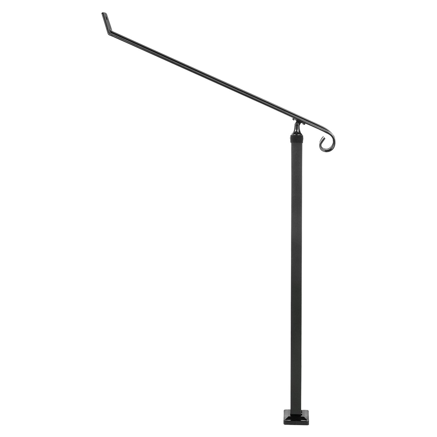 Handrails for Outdoor Steps 2-3 Step Railings Wrought Iron Handrail Stair Railings for Steps Black Iron Railings for Steps Wall and Floor Mounted with Installation Kit