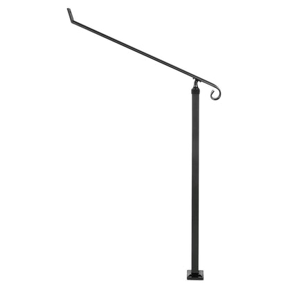 Handrails for Outdoor Steps 2-3 Step Railings Wrought Iron Handrail Stair Railings for Steps Black Iron Railings for Steps Wall and Floor Mounted with Installation Kit