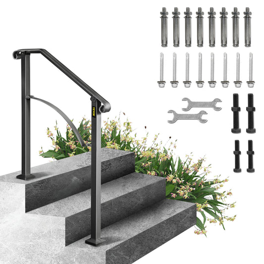 Iron black handrail Arch #2 railing fits 2 steps for home