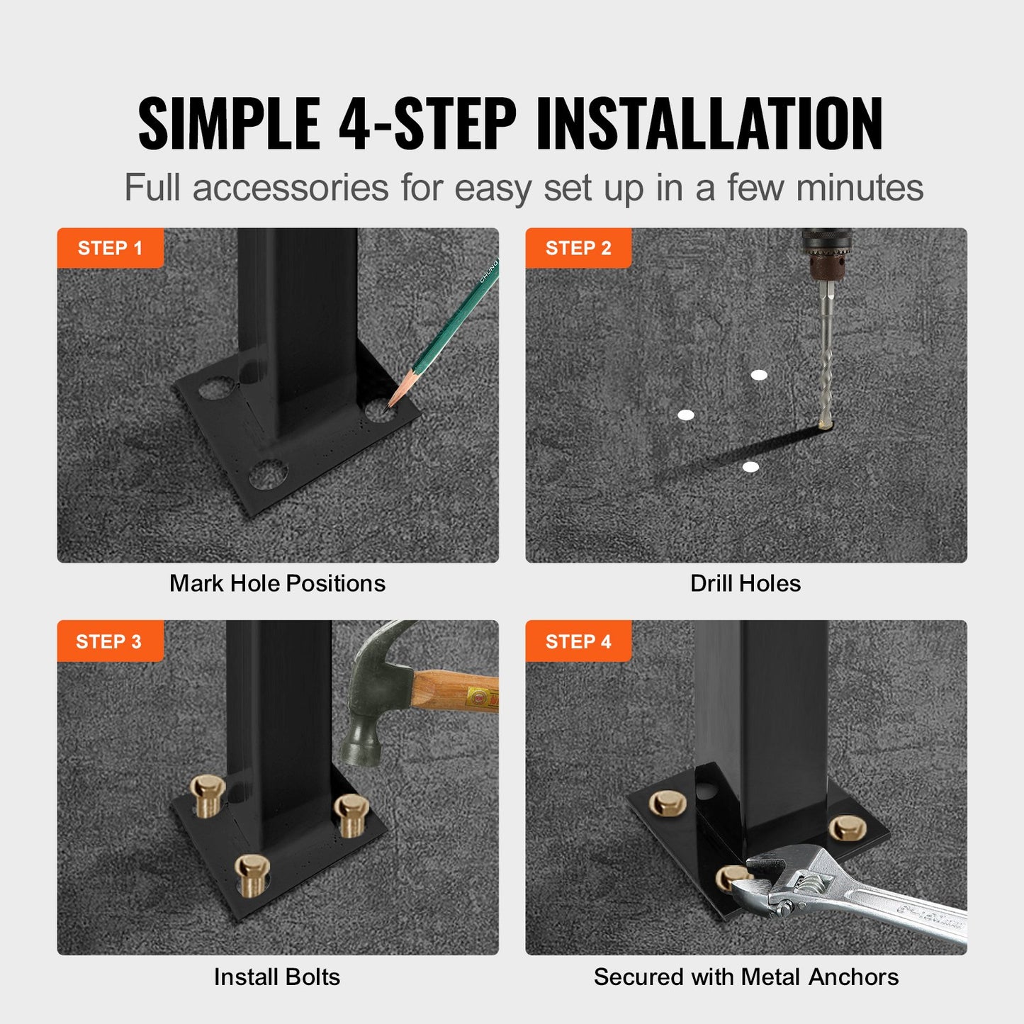 Handrails for Outdoor Steps, Fit 2 or 3 Steps Outdoor Stair Railing, Picket#2 Wrought Iron Handrail, Flexible Porch Railing, Black Transitional Handrails for Concrete Steps or Wooden Stairs