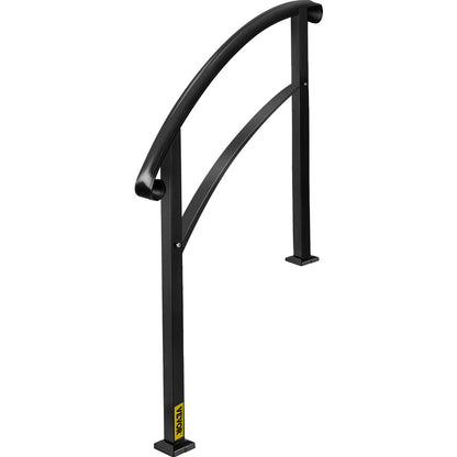 3-stufiges Übergangsgeländer, passend für 1 oder 3 Stufen. Mattes Treppengeländer, Schmiedeeisengeländer mit Montagesatz. Außentreppenhandlauf (nicht verstellbar) (Schwarz)