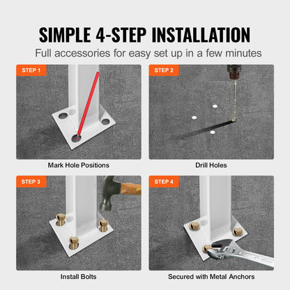 Fit 3 or 4 Steps Outdoor Stair Railing, Handrails for Outdoor Steps, Picket#3 Wrought Iron Handrail, Flexible Porch Railing, White Transitional Handrails for Concrete Steps or Wooden Stairs