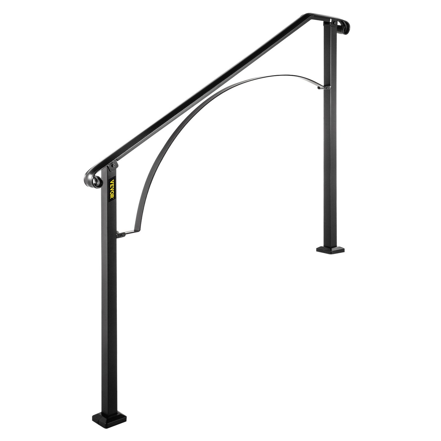 Handrails for Outdoor Steps, Fit 3 or 4 Steps Outdoor Stair Railing, Arch#3 Wrought Iron Handrail, Flexible Porch Railing, Black Transitional Handrails for Concrete Steps or Wooden Stairs