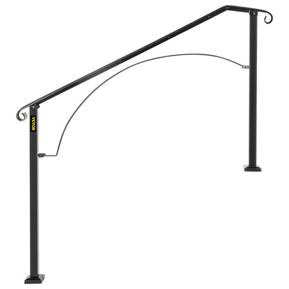 Handrails for Outdoor Steps, Fit 3 or 4 Steps Outdoor Stair Railing, Arch#3 Wrought Iron Handrail, Flexible Porch Railing, Black Transitional Handrails for Concrete Steps or Wooden Stairs