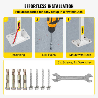 Single Post Handrail White Wrought Iron Post Mount Step Grab Supports Fits 1 or 2 Steps Grab Rail Single Post Railing