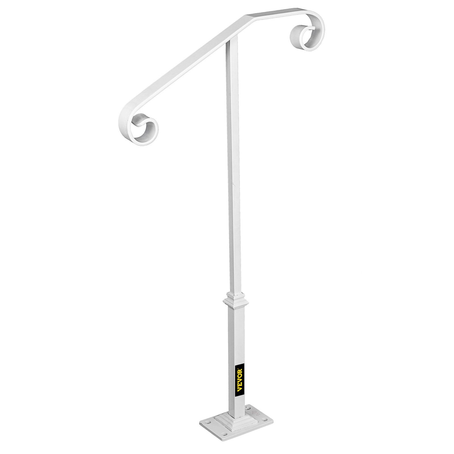 Single Post Handrail White Wrought Iron Post Mount Step Grab Supports Fits 1 or 2 Steps Grab Rail Single Post Railing